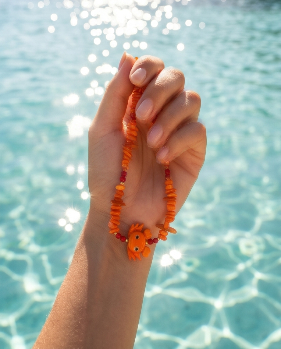 Crab necklace (orange)