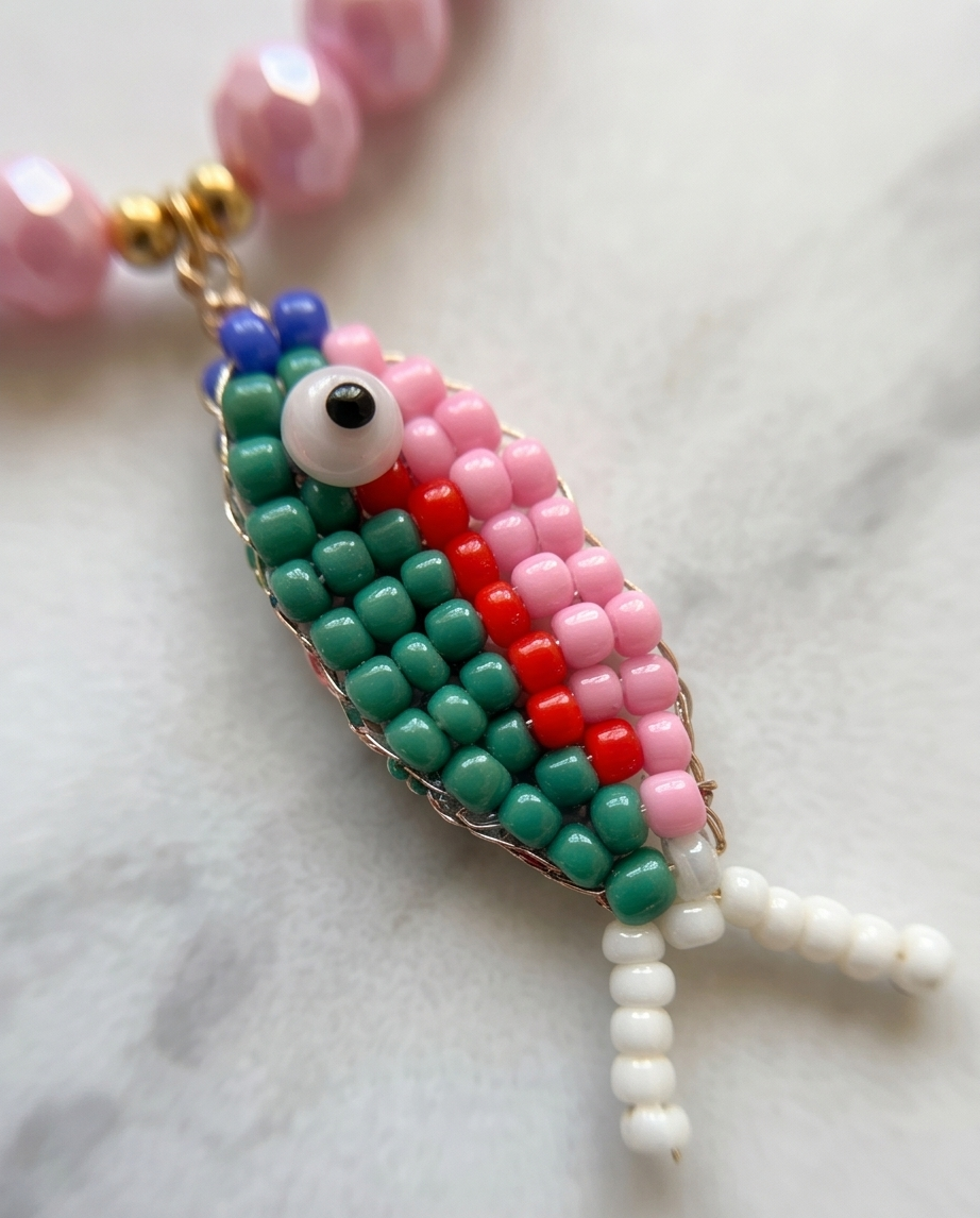 Serfu necklace (pink-green)