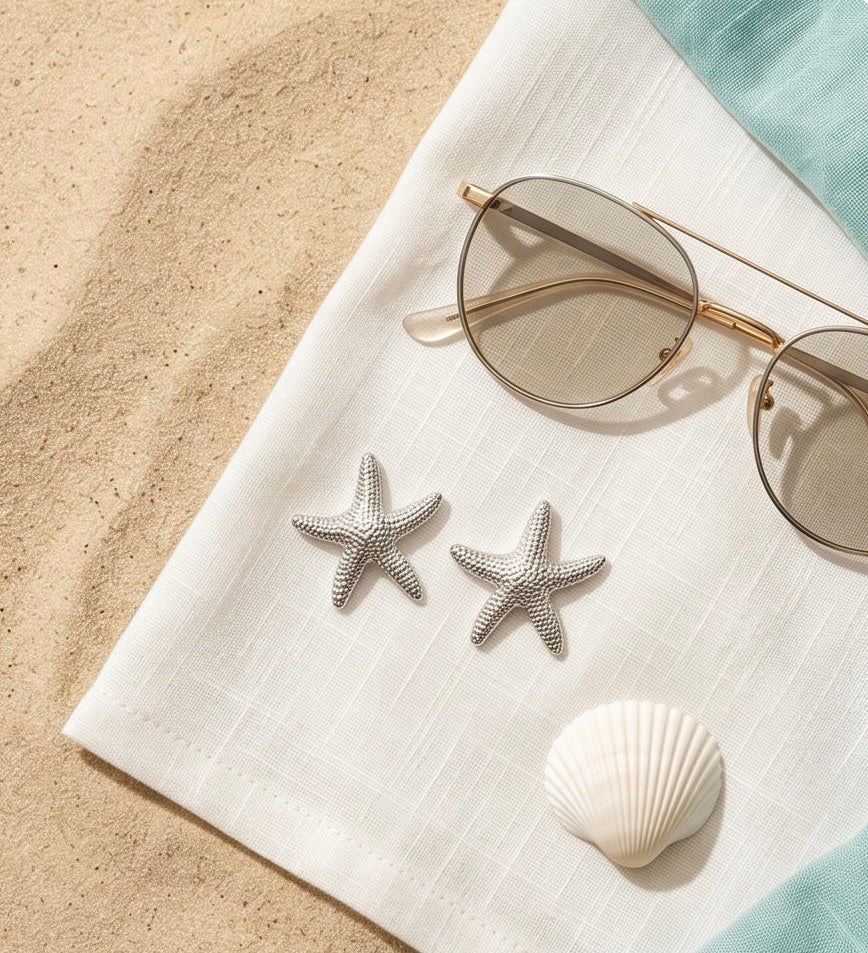 Silver seashell earrings
