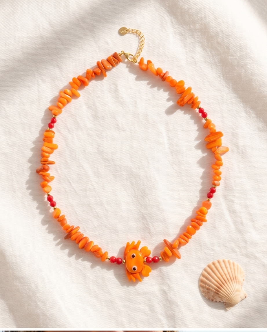 Crab necklace (orange)