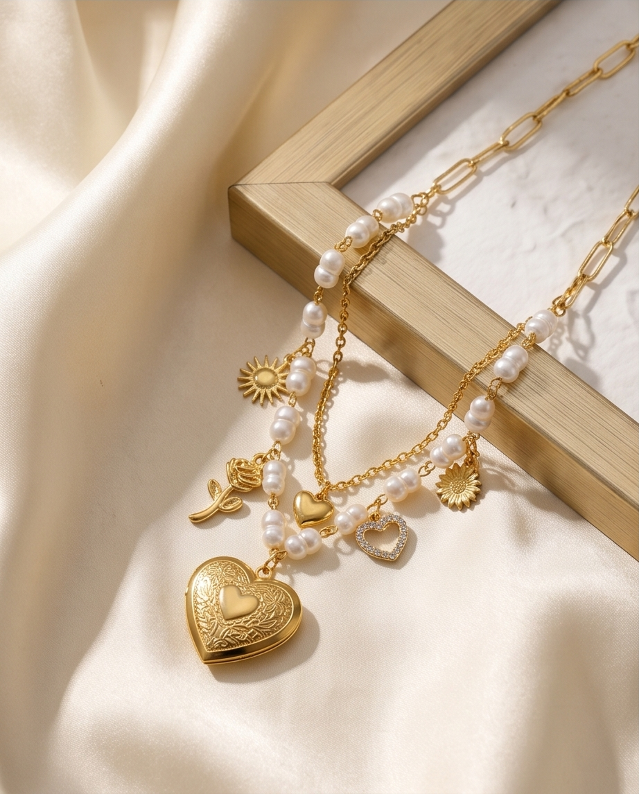 Double heart necklace