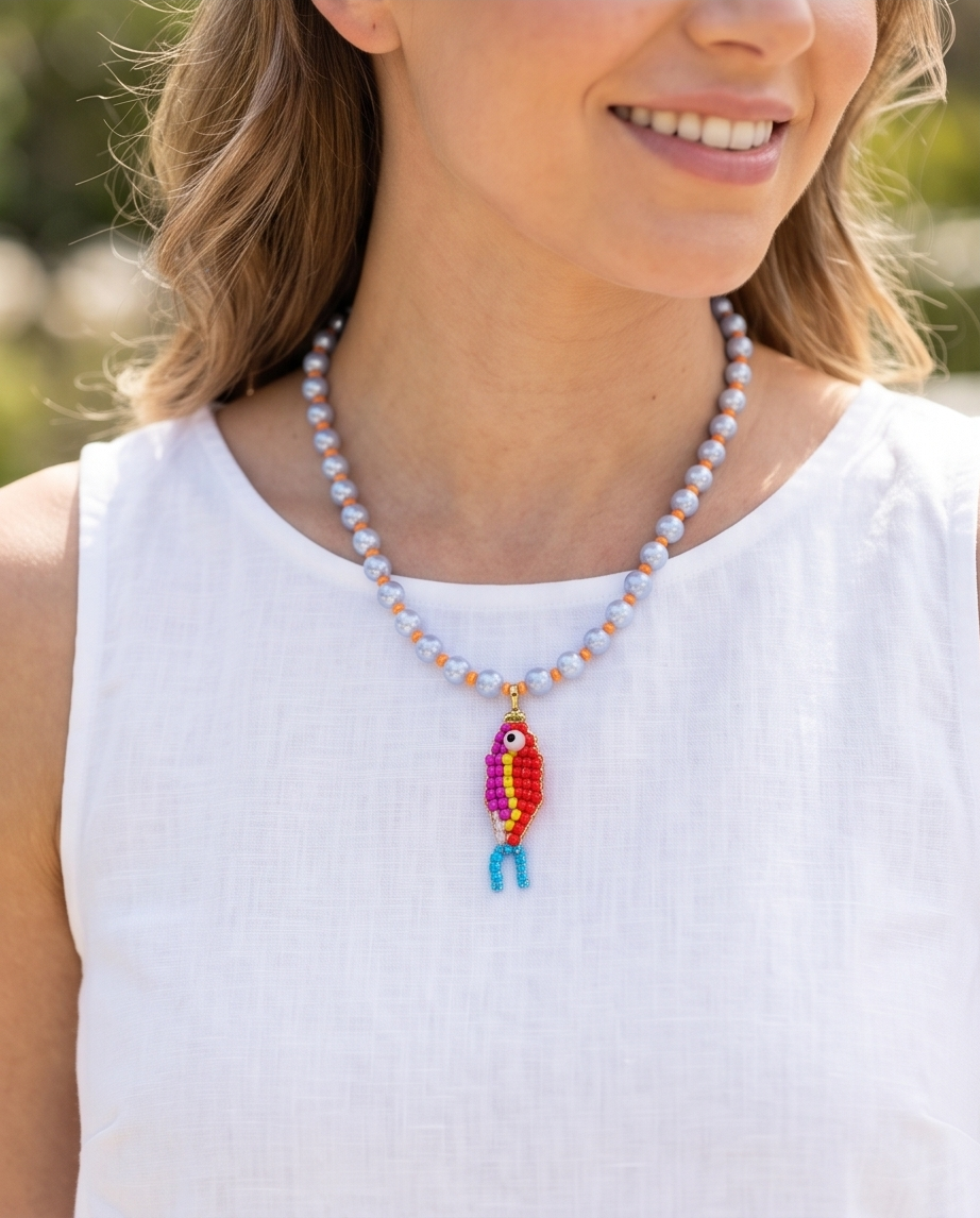 Serfu necklace (blue-orange)