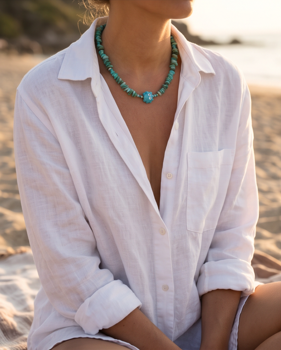 Crab necklace (turquoise)