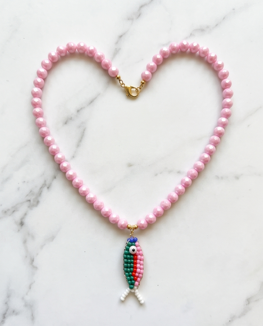 Serfu necklace (pink-green)