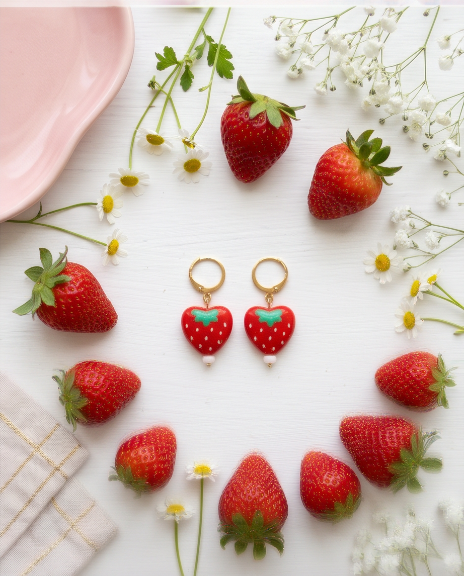 Fruity earrings (strawberry)