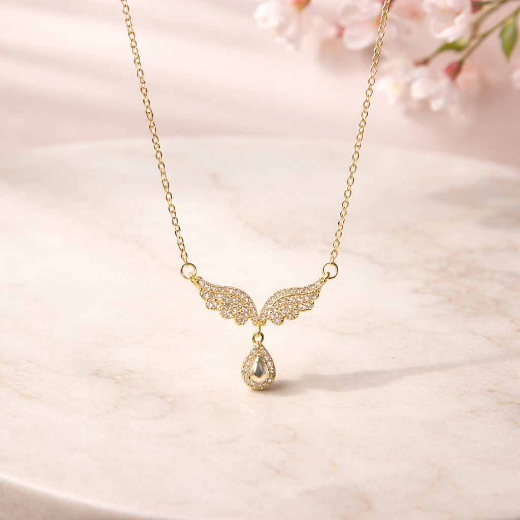 Angel necklace ( light pink)