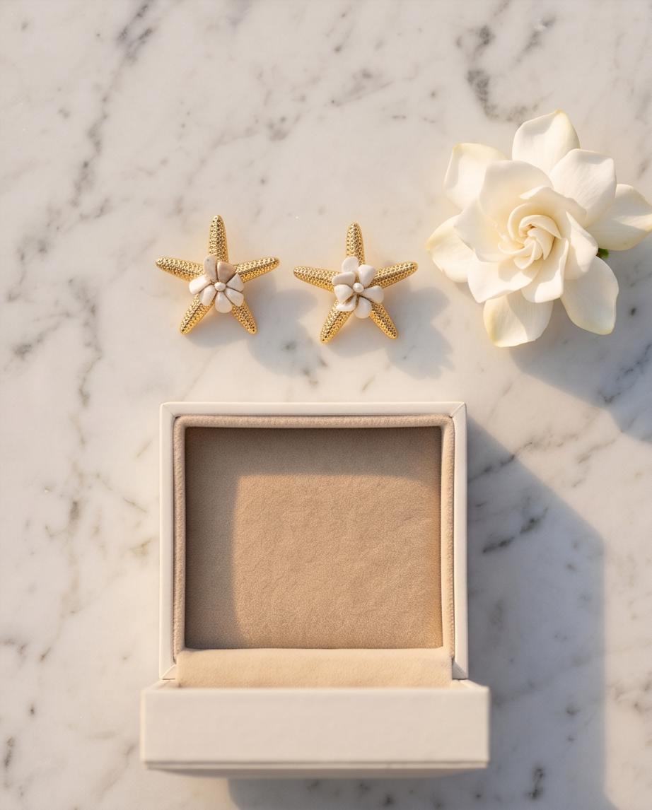 Starfish earrings (white)