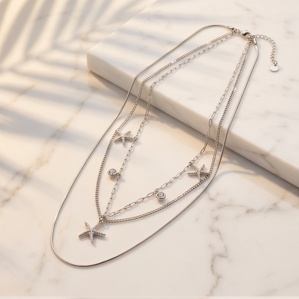 Triple starfish (silver)