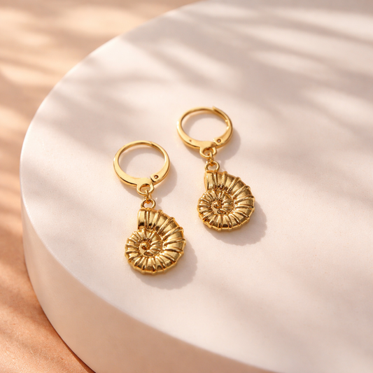 Gold seashell earrings