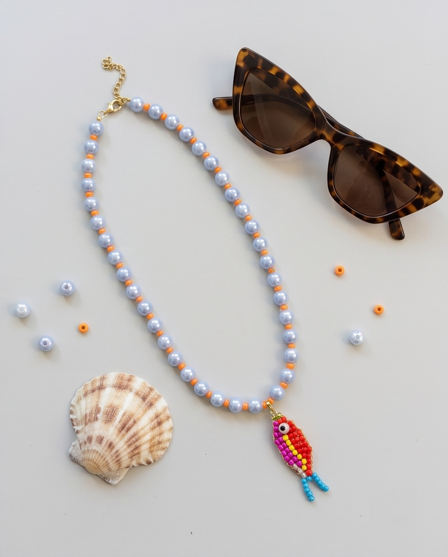 Serfu necklace (blue-orange)