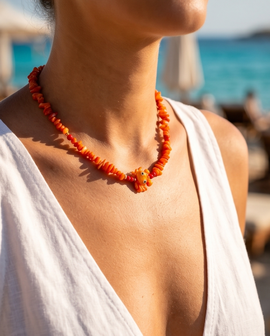 Crab necklace (orange)
