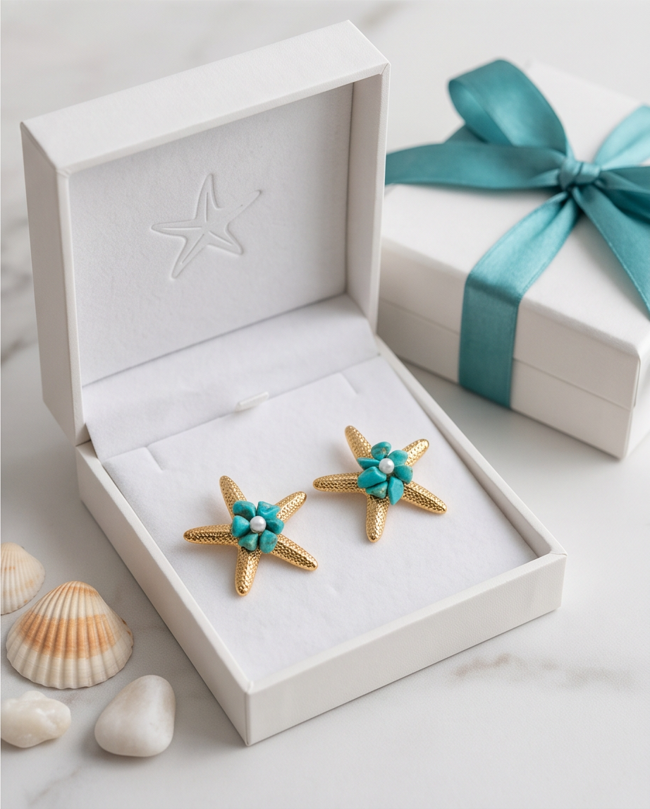 Starfish earrings (turquoise)