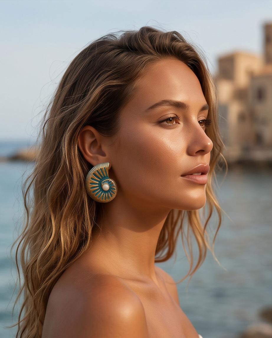 Big mikonian seashell earrings