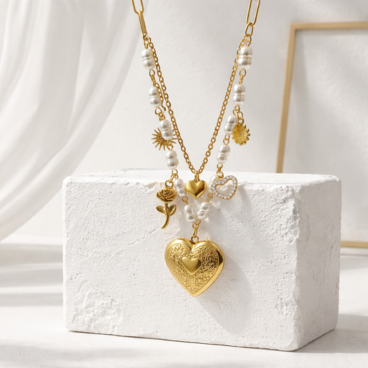 Double heart necklace