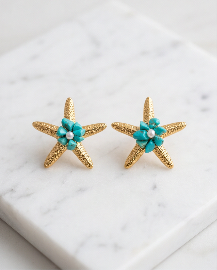 Starfish earrings (turquoise)