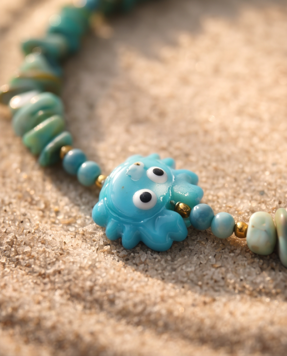 Crab necklace (turquoise)