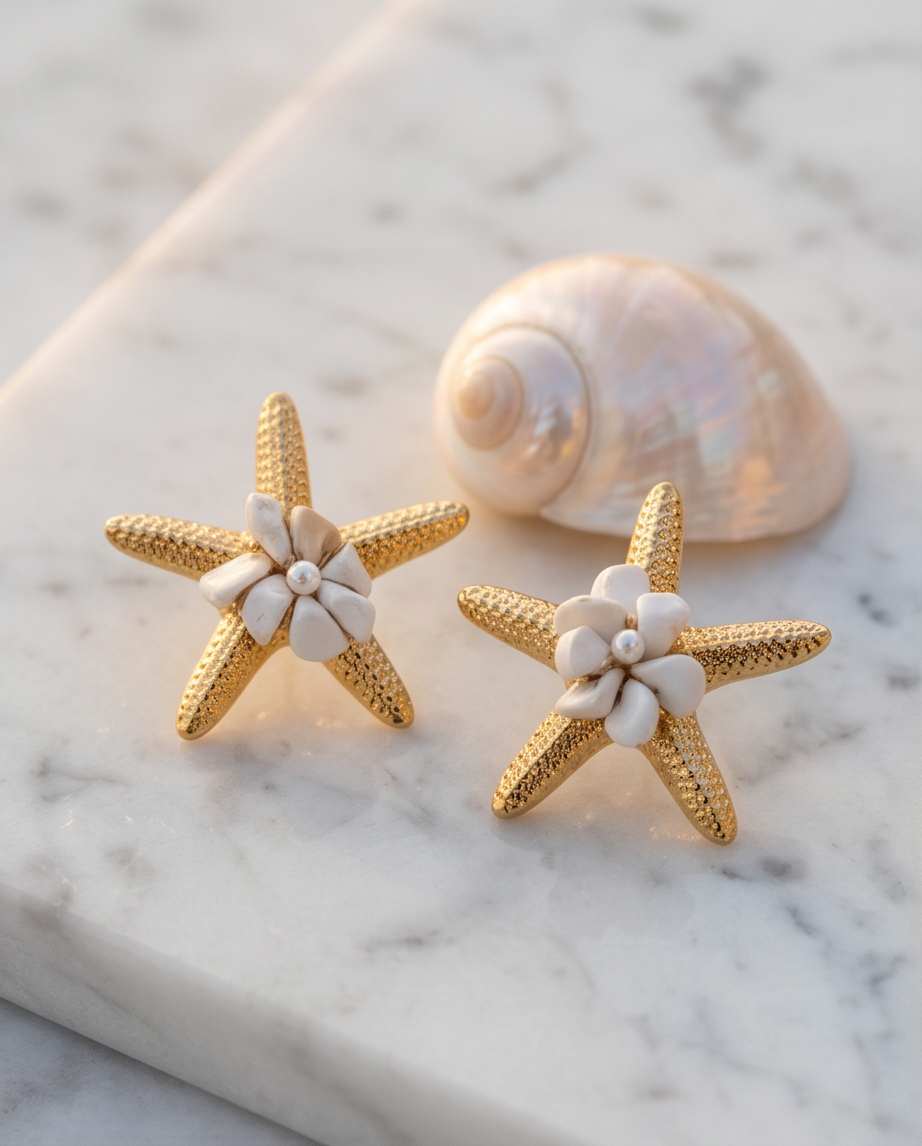 Starfish earrings (white)
