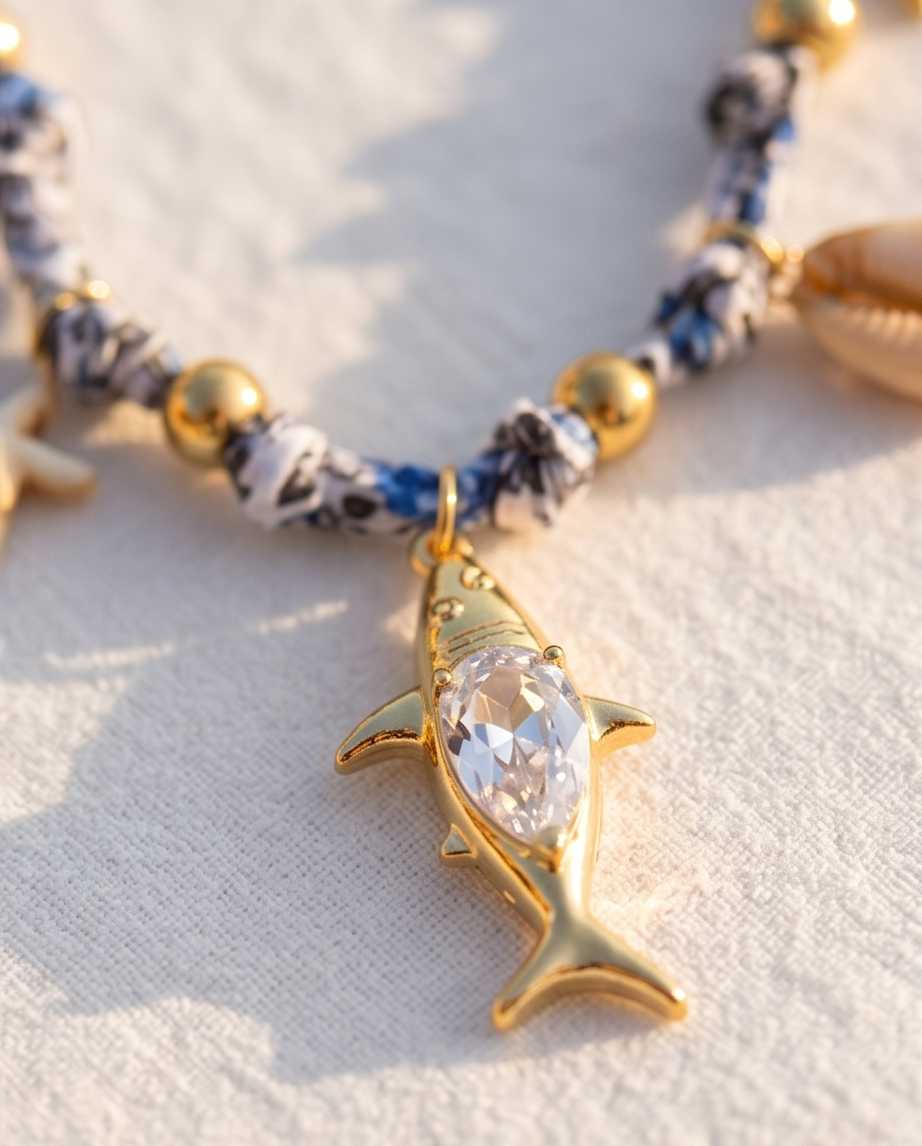 Diamond shark necklace
