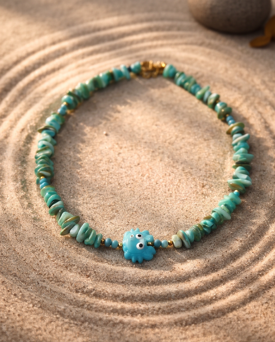 Crab necklace (turquoise)