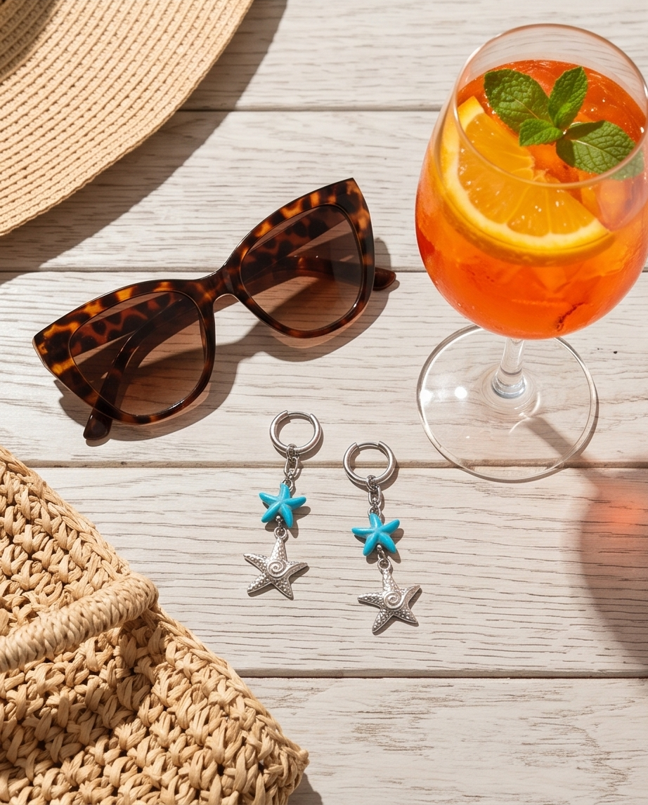 Blue starfish earrings