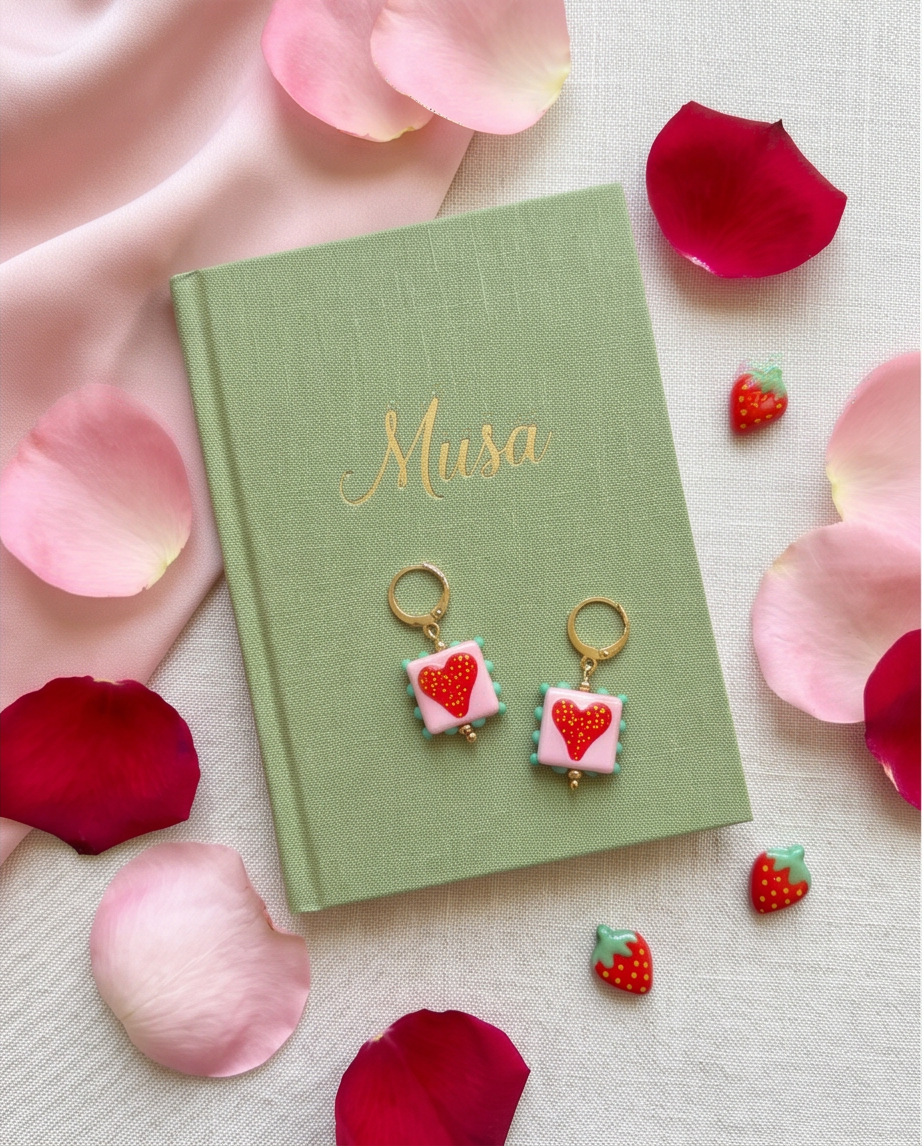 Hearty earrings ( pink)