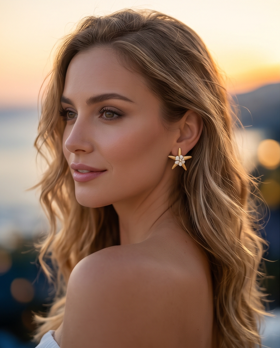 Starfish earrings (white)