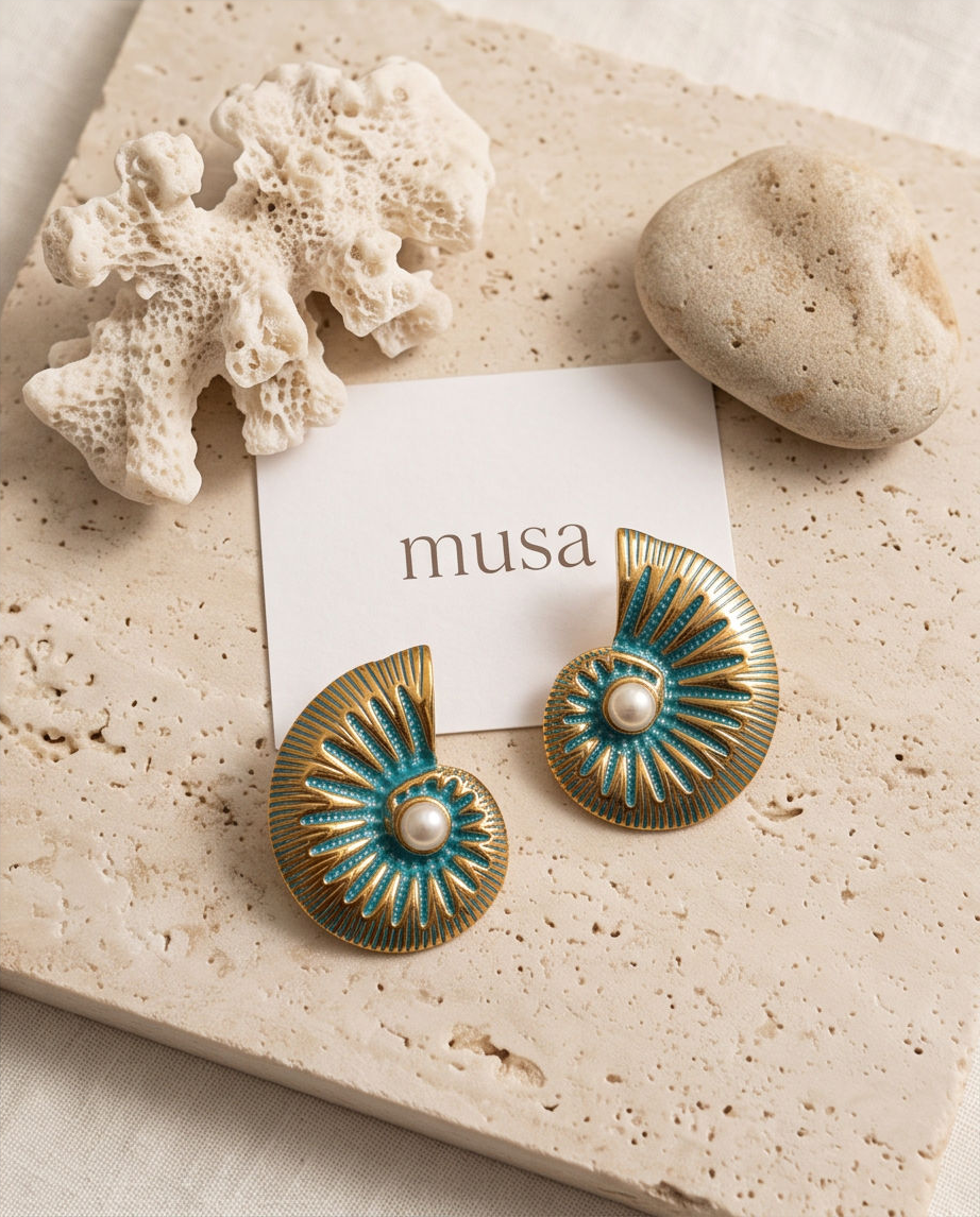 Big mikonian seashell earrings