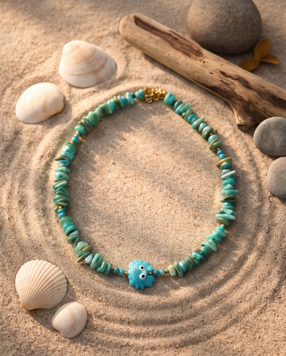 Crab necklace (turquoise)