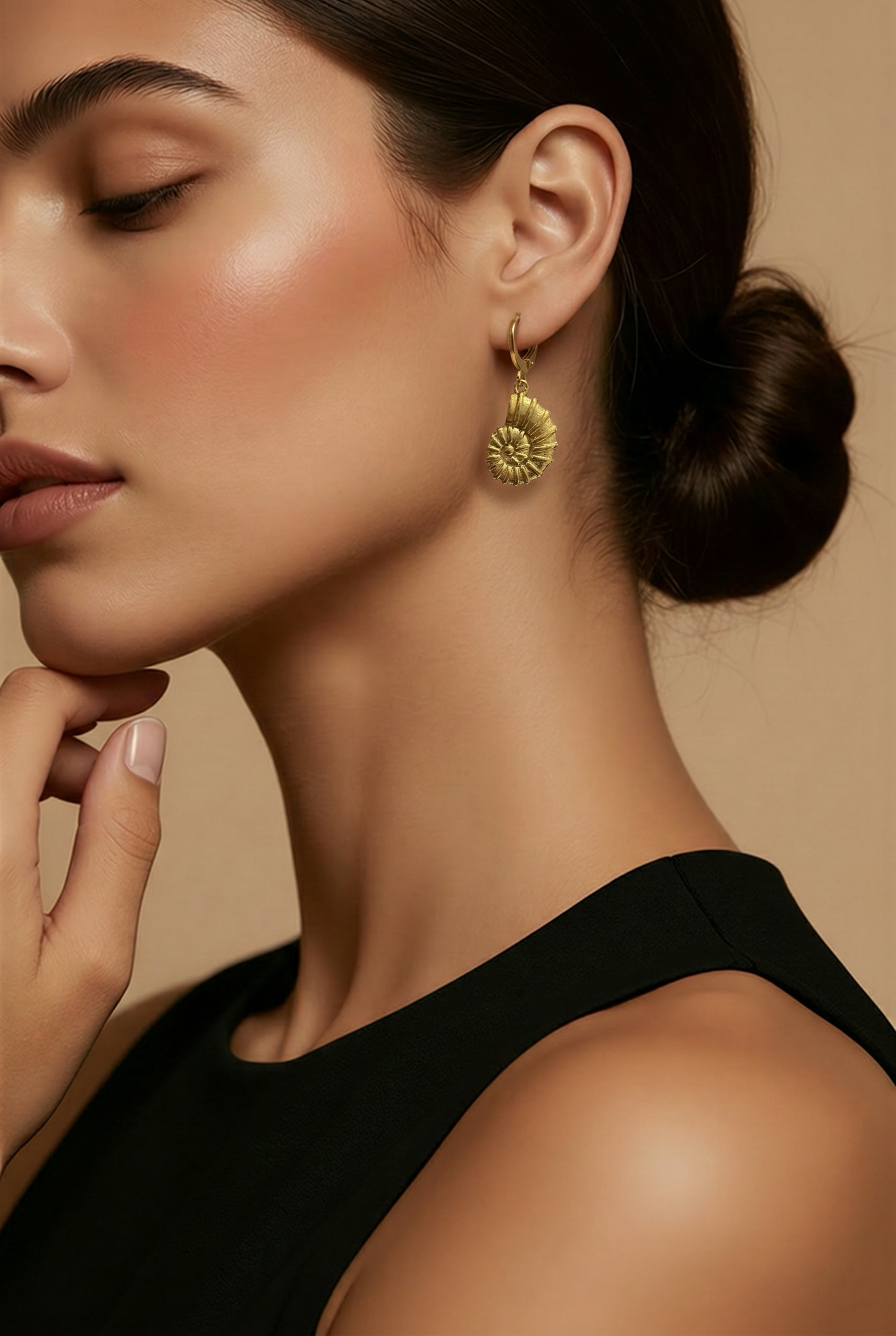 Gold seashell earrings