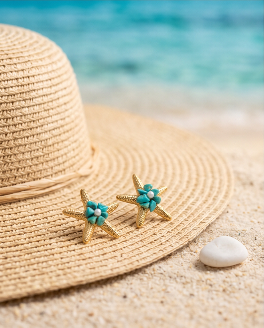 Starfish earrings (turquoise)