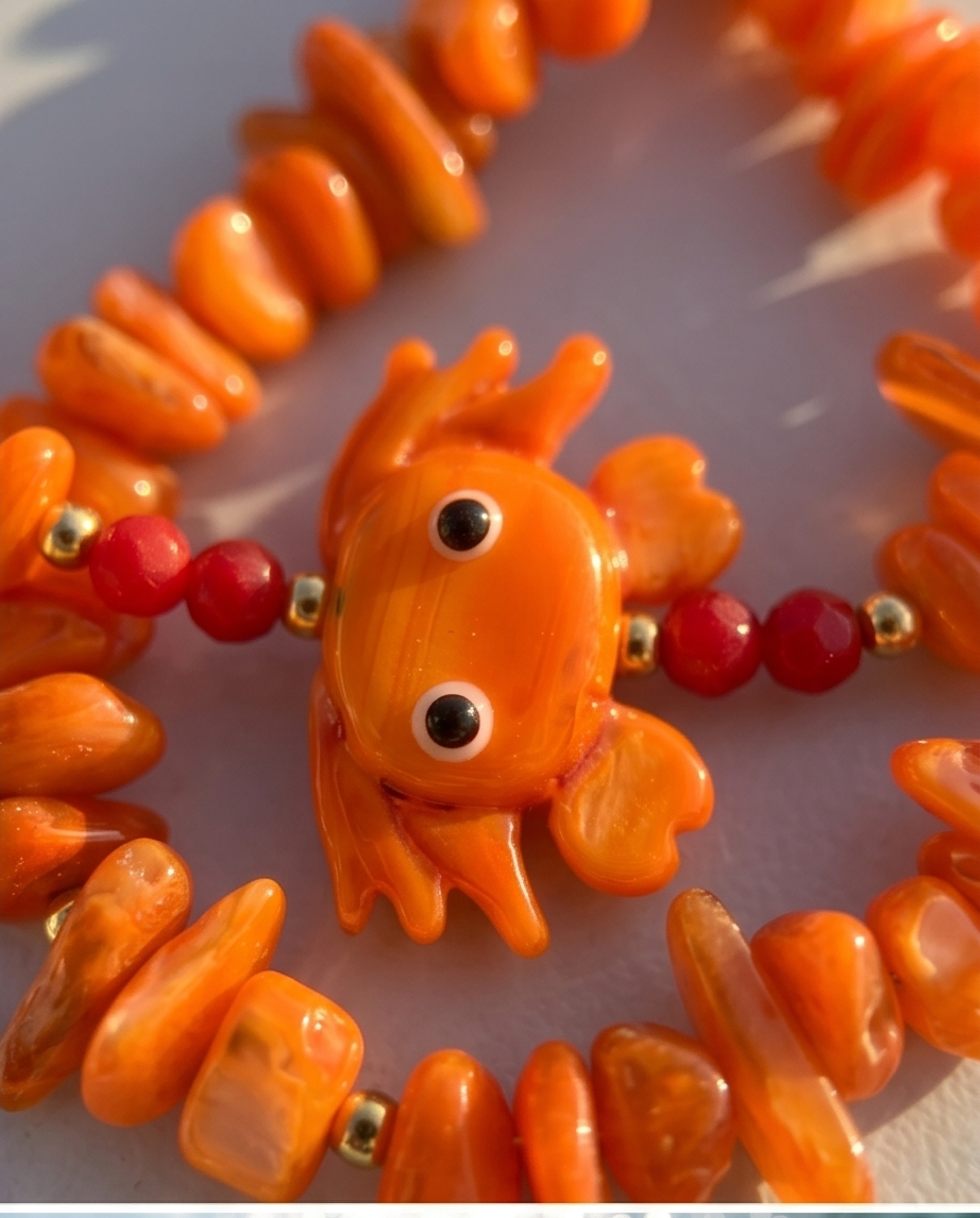 Crab necklace (orange)