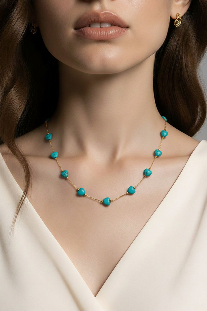 Blue hearts necklace