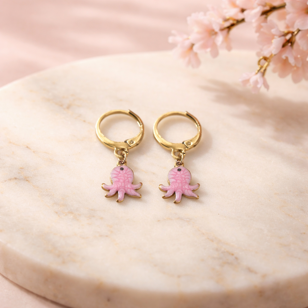 Octopus earrings (pink)