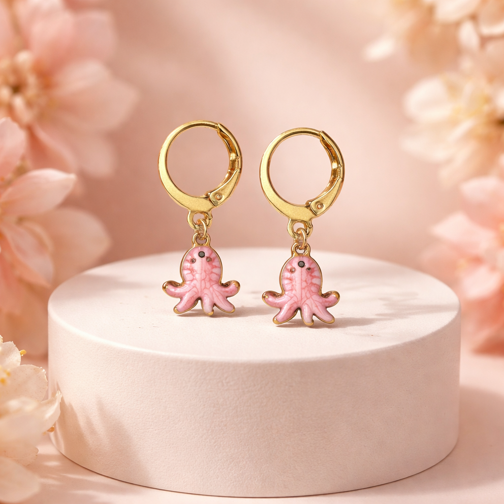 Octopus earrings (pink)