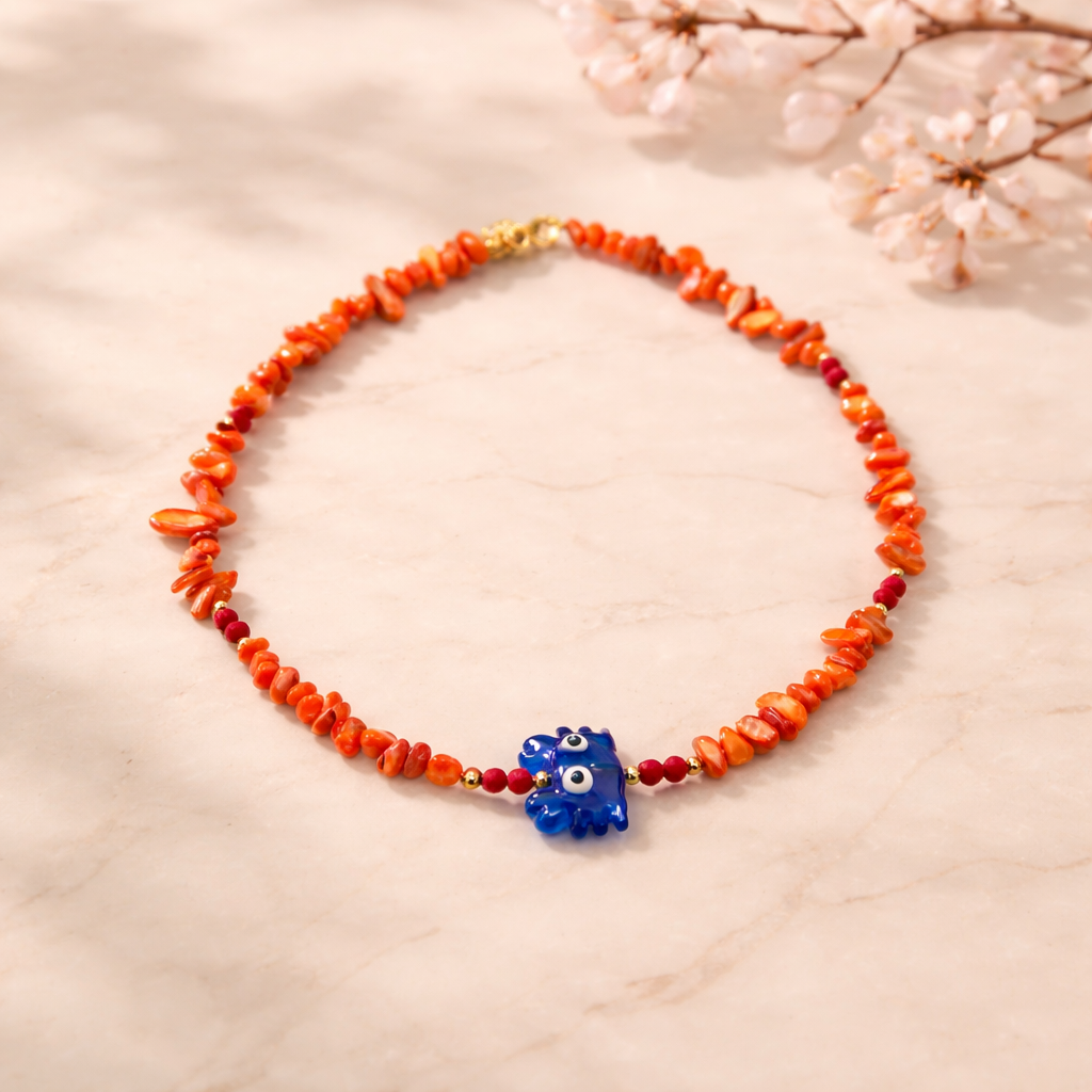 crab necklace (blue)