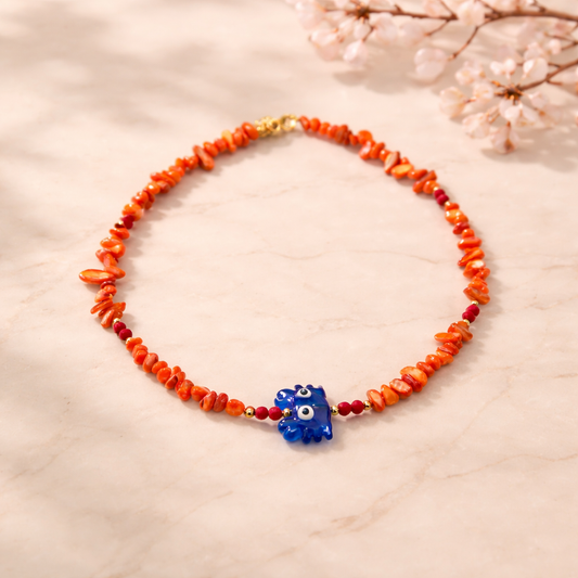 crab necklace (blue)