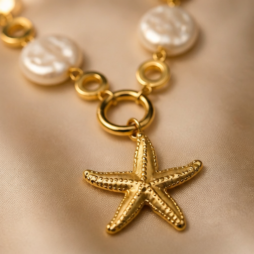 Gold starfish necklace