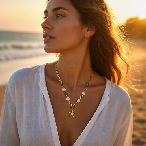 Gold starfish necklace