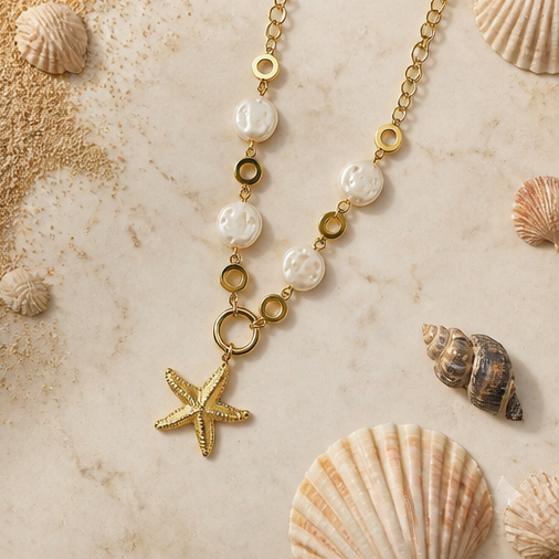 Gold starfish necklace